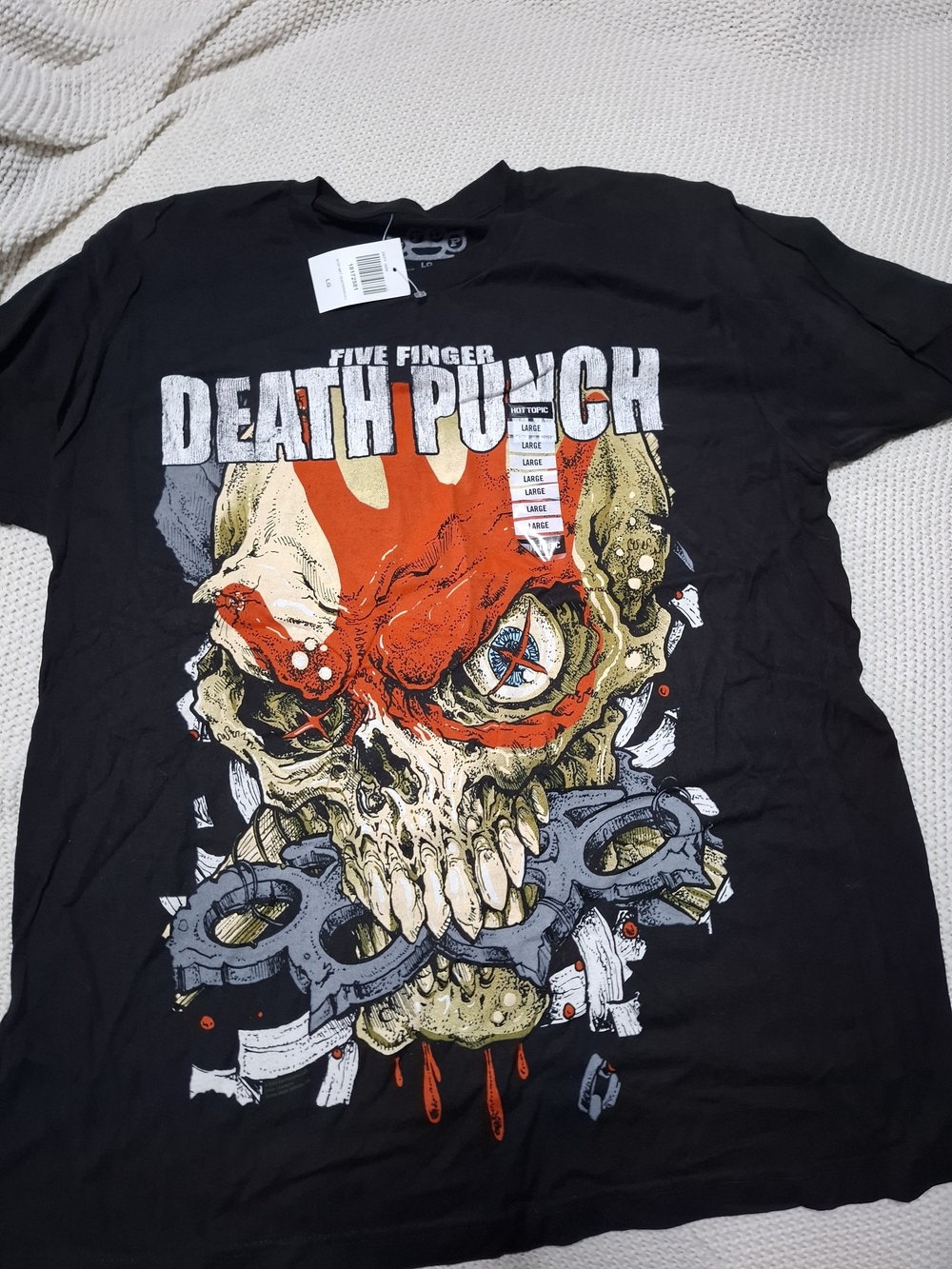 Hot Topic Black Five Finger Death Punch Graphic Tee with Red Skull